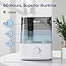 LEVOIT Classic300 Ultrasonic Top Fill Humidifier, Extra Large 6L Tank Last 60-Hour - Super Quiet, Easy to Use and Clean, 360° Rotation Nozzle, Simple Knob Control, Handle, Auto Shut Off, Gray