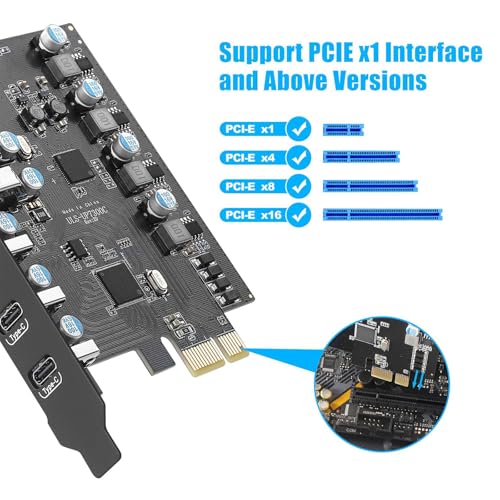 Tarjeta de expansión de escritorio Tipo C y puertos USB A PCIe 6