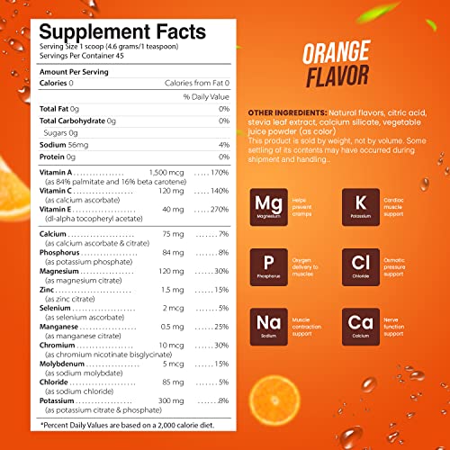 Electrolyte Powder - Refreshing Workout Recovery Electrolytes, Sugar Free, Gluten Free & Vegan, Pure Keto & Paleo Hydration Beverage, Immune Boosting Vitamins (198 Grams, Orange) #TOP2