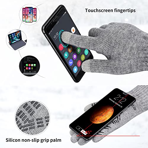 Bessteven Soft Knit Winter Gloves For Women Men Anti-Slip Warm Lightweight Cold Weather Gloves For Early Spring Autumn Winter Jogging Running Hiking Dog Walking Yard Work Outdoor Jobs #TOP2