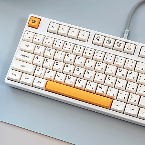 UniCusMech Custom PBT Keycap, XDA Profile Dye-Sub 141 Keys Set for GK61 RK61 Anne Pro for 60%, 65%, 75%, 100% Cherry Mx Gateron Kailh Switch US Layout Mechanical Gaming Keyboard (Honey Milk)