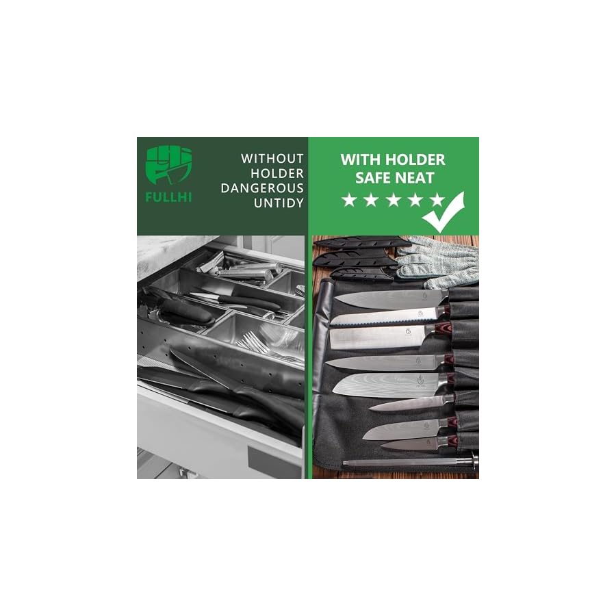 FULLHI-15pcs-Japanese-Knife-Set-with-Magnetic-Knife-Block-Holder-Premium-German-Stainless-Steel-Kitchen-Knife-Set FULLHI 15pcs Japanese Knife Set with Magnetic Knife Block Holder, Premium German Stainless Steel Kitchen Knife Set