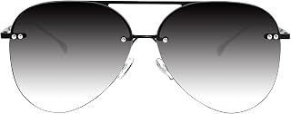 Vanolu Retro Rimless Aviator Sunglasses for Women - Oversized Gradient Mirrored Lenses, UV400 Protection, Bold Stylish Shades