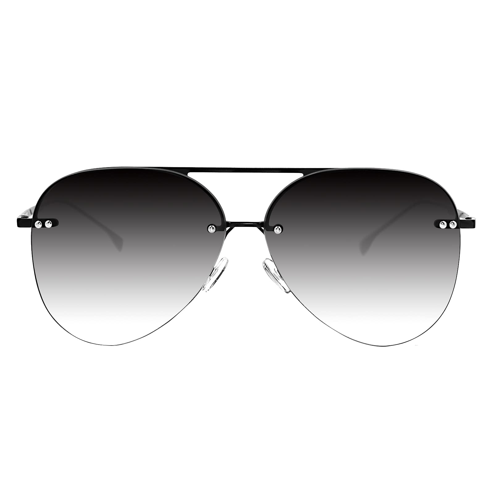 Retro Rimless Women Aviator Sunglasses Classic Lady Oversized Sun Glasses black Gradient Mirrored Lens Bold Shades
