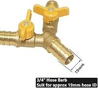 Vista 3 de Hooshing Válvula de cierre de 3 vías de latón 3/4 "manguera Barb 2 interruptores en forma de Y válvula de bola con abrazaderas de acero inoxidable