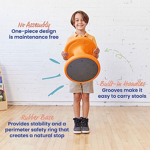 Image of ECR4Kids Twist Active Wobble Stool, 14in Seat Height, Classroom Furniture, Orange