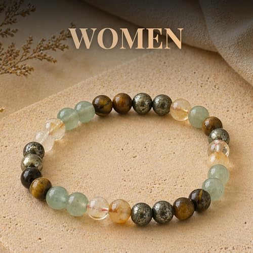 Image of Money Magnet Bracelet for Men & Women | Pyrite & Tiger Eye Crystal Band with Citrine, Aventurine Natural Stone Beads | Financial Growth, Confidence, Positive Energy & Stylish Daily Wear | bracelet for men and women