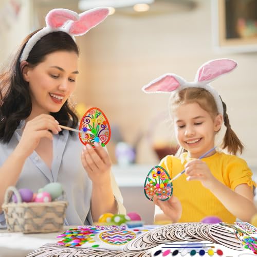 Oster Basteln Kinder, Holz Ostereier zum Bemalen 109 Stück Bastelsets Kinder Holzanhänger Ostern zum Bemalen mit Pompons, Deko Schnur, Strass, Osteraufkleber, Ostern deko Ostergeschenke Kinder Oster Basteln Kinder, Holz Ostereier zum Bemalen 109 Stück Bastelsets Kinder Holzanhänger Ostern zum Bemalen mit Pompons, Deko Schnur, Strass, Osteraufkleber, Ostern deko Ostergeschenke Kinder