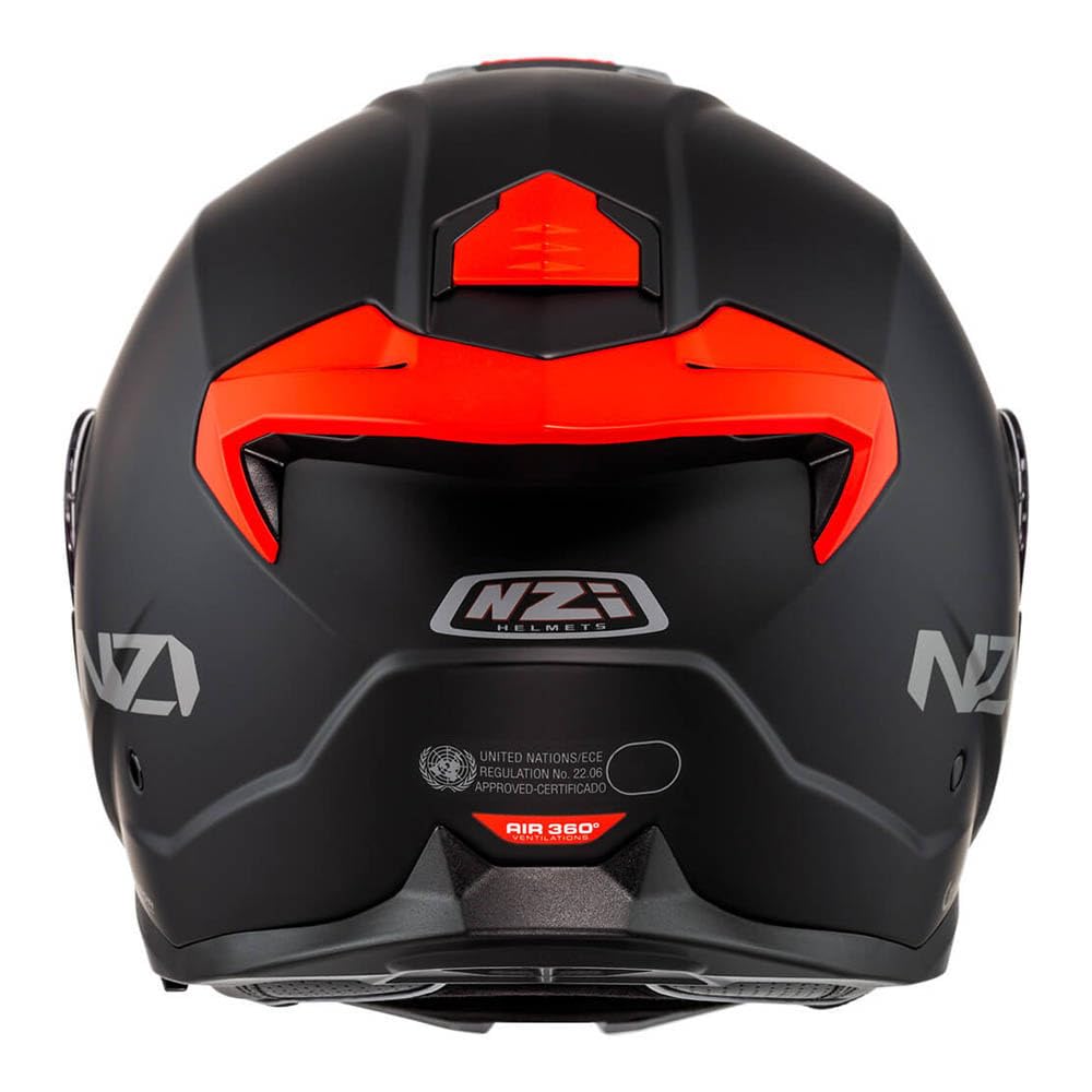 NZI Combi 3 Duo Nouveau Negro Rojo Mate - Casco de Moto Modular Abatible con Visor Solar - Unisex Hombre y Mujer - Homologado P/J ECE 22.06