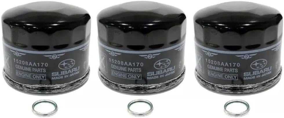 Subaru Set of 3 Oil Filters and Crush Gaskets for 2015-2026 WRX BRZ - 2026 Outback Turbo & Wilderness - 15208AA170 & 803916010 - Genuine OEM