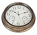 Yumt 12 Inch Wall Clock with Thermometer and Hygrometer Combo,Vintage Silent Non-Ticking Battery Operated Clock Wall Decorative- Bronze