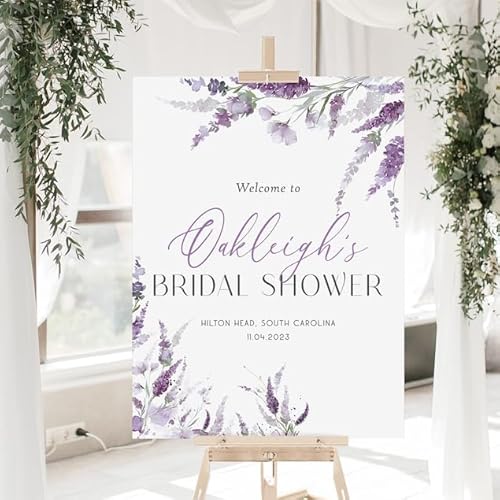 Bridal Shower Sign Floral, Lavender Bridal Shower Welcome Sign, Purple