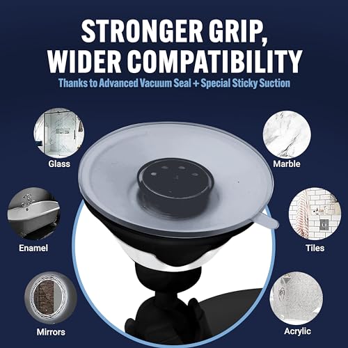 Image of MIRRORVANA Fogless Shower Mirror for Shaving with Upgraded Suction, Anti Fog Shatterproof Surface and 360 Swivel, 1X Magnifying, 6.3 x 6.3 Inch (Black)