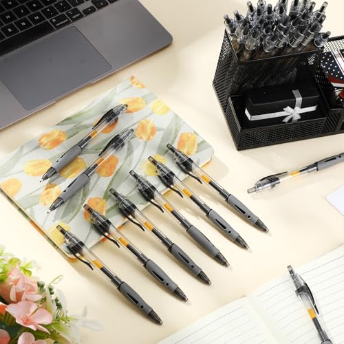 Image of 200 Pcs Gel Pens Bulk 0.5mm Ink Gel Pen Retractable Medium Point Rollerball Pens Quick Drying Smooth Writing with Comfortable Grip for School Office Journaling Note Homework (Black)