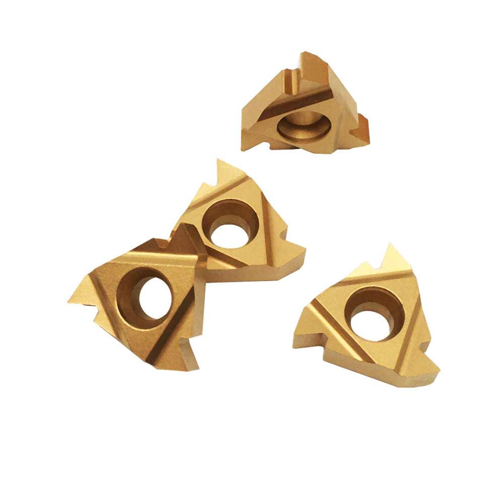 10PCS 16IR AG60 Threaded Carbide Inserts for Machining Iron and Steel Parts Suitable for SER/SEL Threading Holders (22ER N60 Gold)