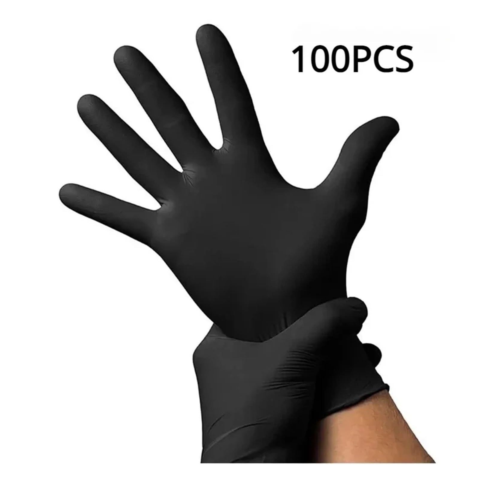 100/50/20 Szt. Czarne Rękawiczki Nitrylowe Zagęszczony Jednorazowe Do Czyszczenia Fryzjerstwo Wodoodporny Tatuaż Mycia Naczyń(Black100PCS,L)