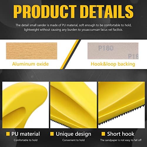 Bbto Micro Sander Kit 3.5X1 Inch Mini For Small Projects, Detail Handle Sanding Tools, 120 Sheets Sandpaper Wood P80, P120, P180, P240, P400, P600 Diy Handicrafts Polishing #TOP3