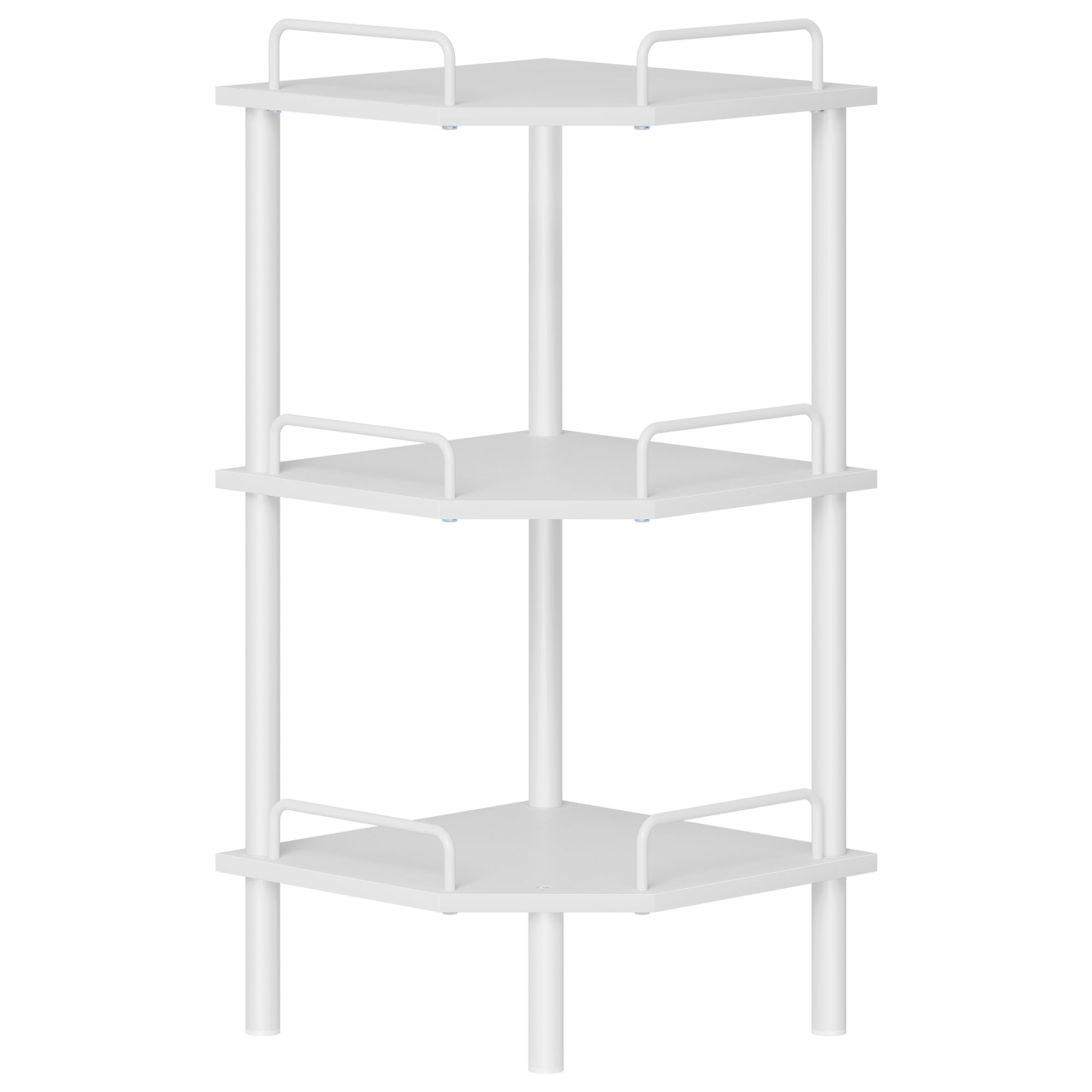 Tajsoon Corner Shelf Stand, 3 Tier Industrial Corner Shelves, Multipurpose Standing Display Shelf, Corner Shelving Unit for Bedroom, Living Room, Office, Kitchen, White