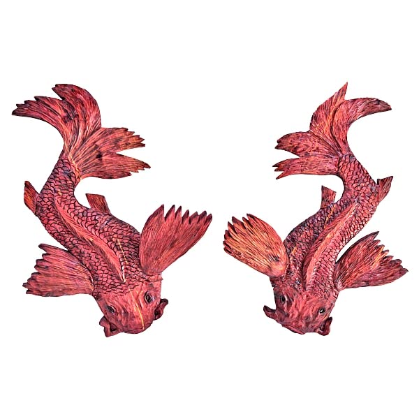 Twin Koi Fish Wall Sculpture Handmade Products