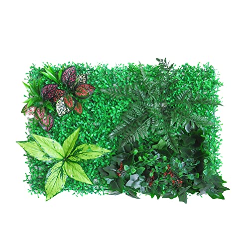 Uposao seto artificial planta verde simulación pared vegetal, paneles de vegetación, pared vegetal, decoración de jardín, valla para boda o decoración interior DIY césped, 40 x 60 cm