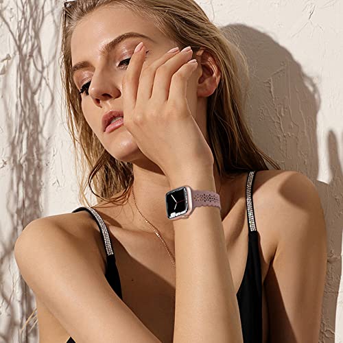 Image of Lace Silicone Bands Compatible with Apple Watch Bands for Women | Slim Thin Hollow-out Wristband for iWatch Series 11 10 9 Ultra 8 SE 7 6 5 4 3 2 1 38mm 40mm 41mm 42mm 44mm 45mm 46mm 49mm