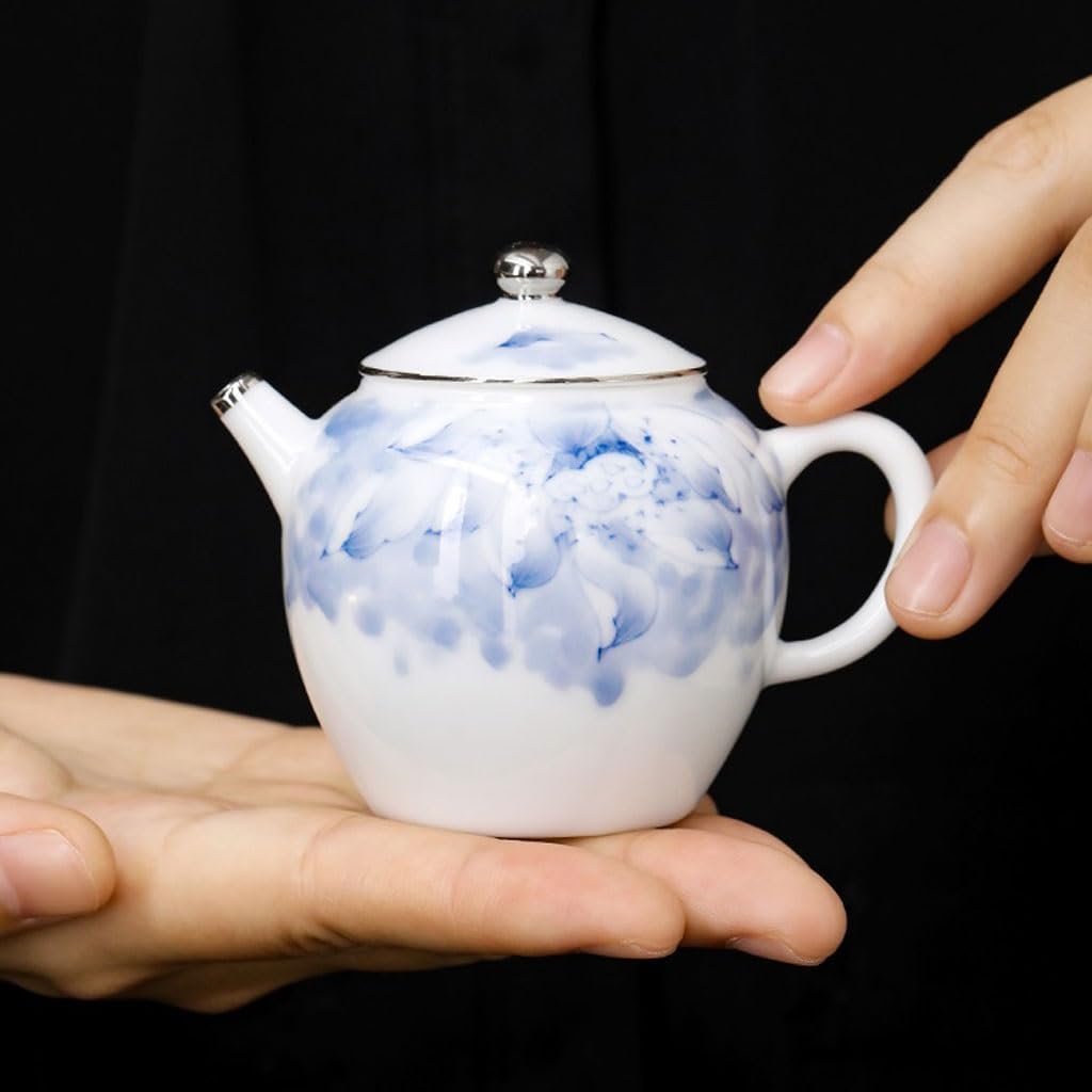 Ceramic Teapot Ceramic Hand-painted Lotus Small Teapot Exquisite Tea Kettle Single Pot Household Tea Brewer Kung Fu Tea Set Tea Pot Ceramic