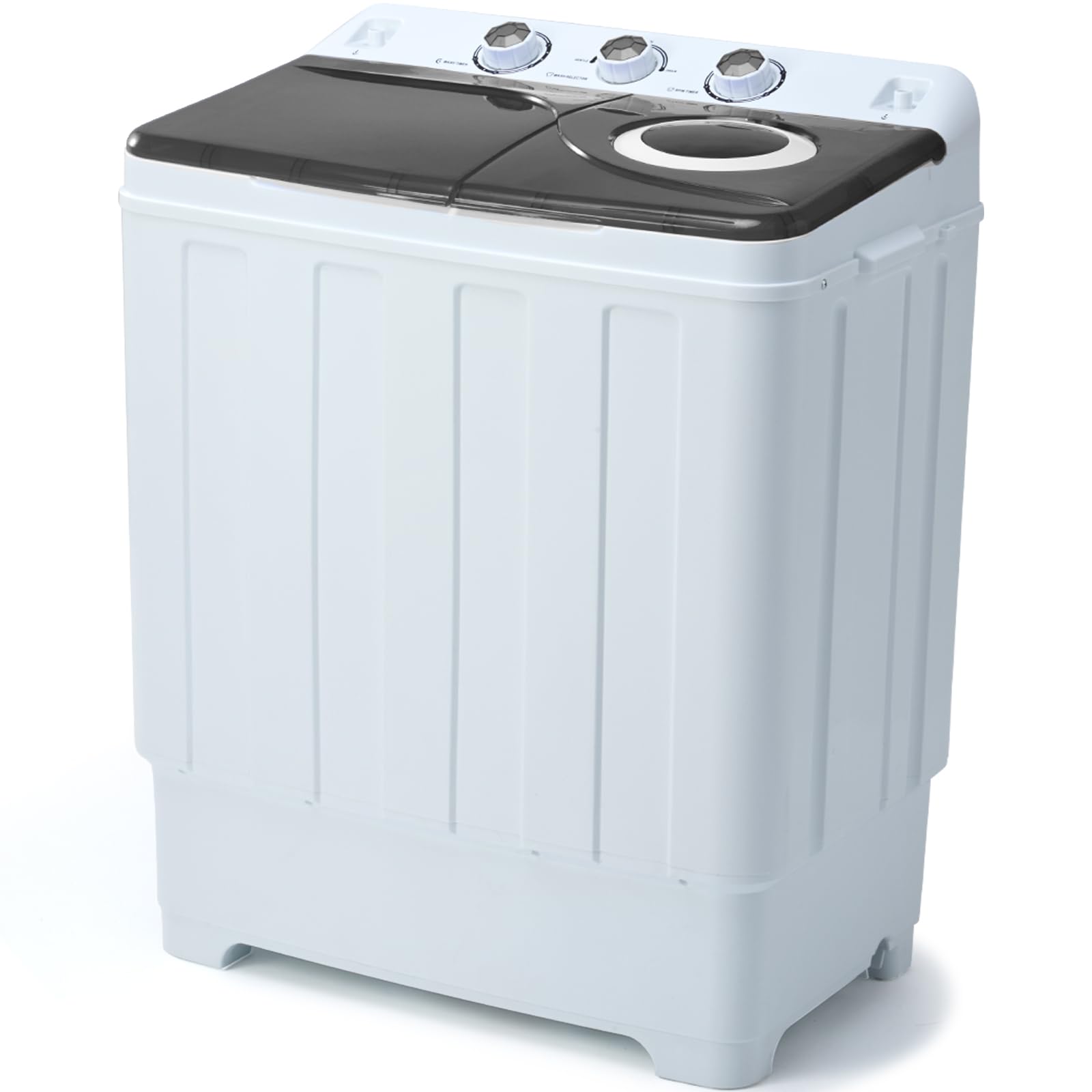 PLENTORA Portable Washing Machine Twin Tub - 28lbs Compact Washer(18lbs) and Dryer(10lbs) Combo with Drain Pump - Mini Laundry Machine for Apartments, Dorms, RVs, and Camping - Grey