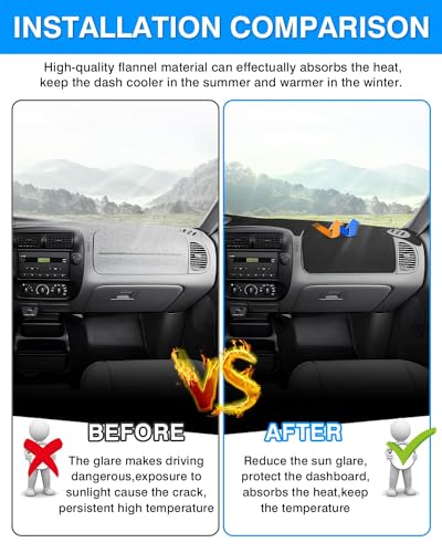 Image of Autorder Dashboard Cover Mat for Ford Ranger 1995-2011 /Ford Explorer 1995-2001 /Mazda B2300 B2500 B3000 B4000 1995-2008 Accessories Dash Cover Flannel Dash Mat Sunshade Glare UV Rays Protector