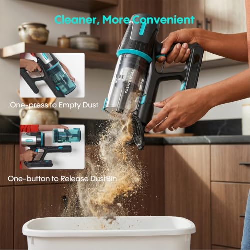 Image of Bagotte Cordless Vacuum Cleaner,65KPa 65Mins Stick Vacuum with Self-Standing,Anti-Tangle Touch Screen LED Display, Detachable Battery Pack, Rechargeable Vacuum for Floor /Carpet /Pet Hair
