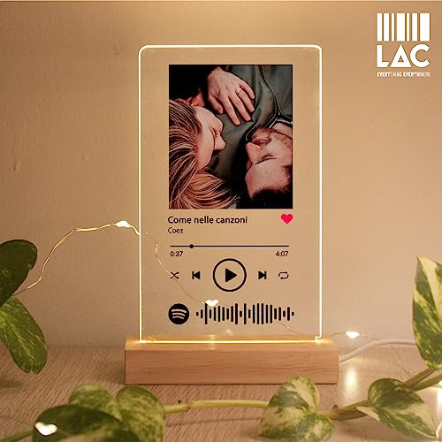 LAC Lampada Spotify Personalizzata con Foto – Targa Spotify Glass Personalizzato Regalo Fidanzato e Fidanzata | Lampada con Foto Regalo Anniversario per Lui e per Lei - Gadget - Immagine 3