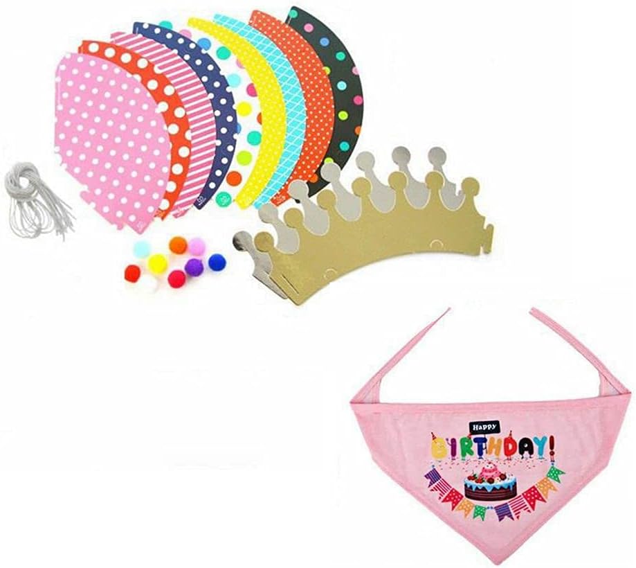 12 pcs Dog Hats Crowns Bandana Set, Party Hats Puppy Birthday Hats Colorful Cap Pet Party Decoration Hat Supplies Kitten Cat Puppy Hats Scarf Accessories : Kitchen & Dining