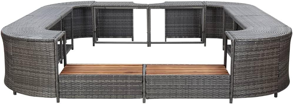 YAFF Square Spa Surround Gray 105.5"x105.5" x 21.7" Poly Rattan (117.92lbs)