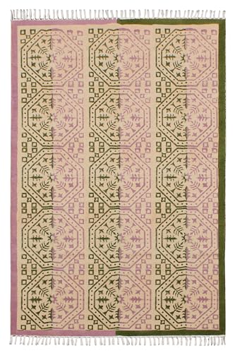 Carpette bohème 91x152 cm en coton lavable pour chambre et salon
