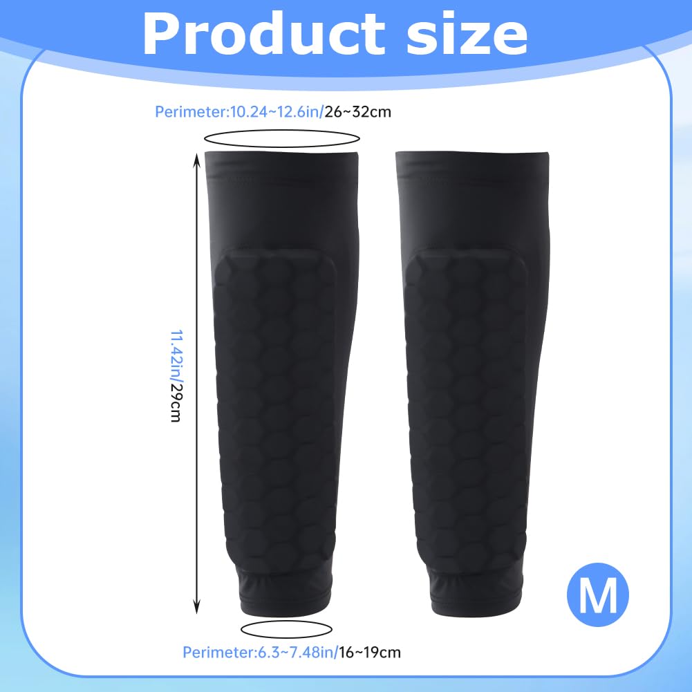 Soccer Shin Guards with Honeycomb Compression Sleeves for Men, Women and Youth,Black(Size:M)