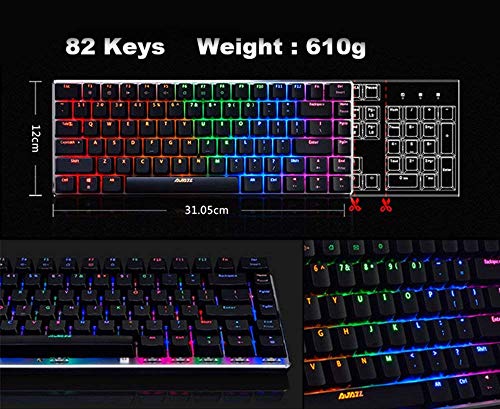 UrChoiceLtd Ajazz AK33 Tastiera da Gioco Meccanica Anti-Ghosting Tastiera USB ergonomica con 82 Tasti Interruttore Nero retroilluminato a LED RGB (Interruttore Nero, LED RGB)