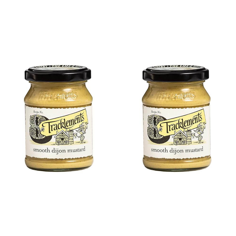 TracklementsSmooth Dijon Mustard, The Ideal Condiment for Steaks and Pork Ribs or Partnered with Wraps and Mini Croque, Vegetarian and Vegan Friendly, 140g Jar (Pack of 2)