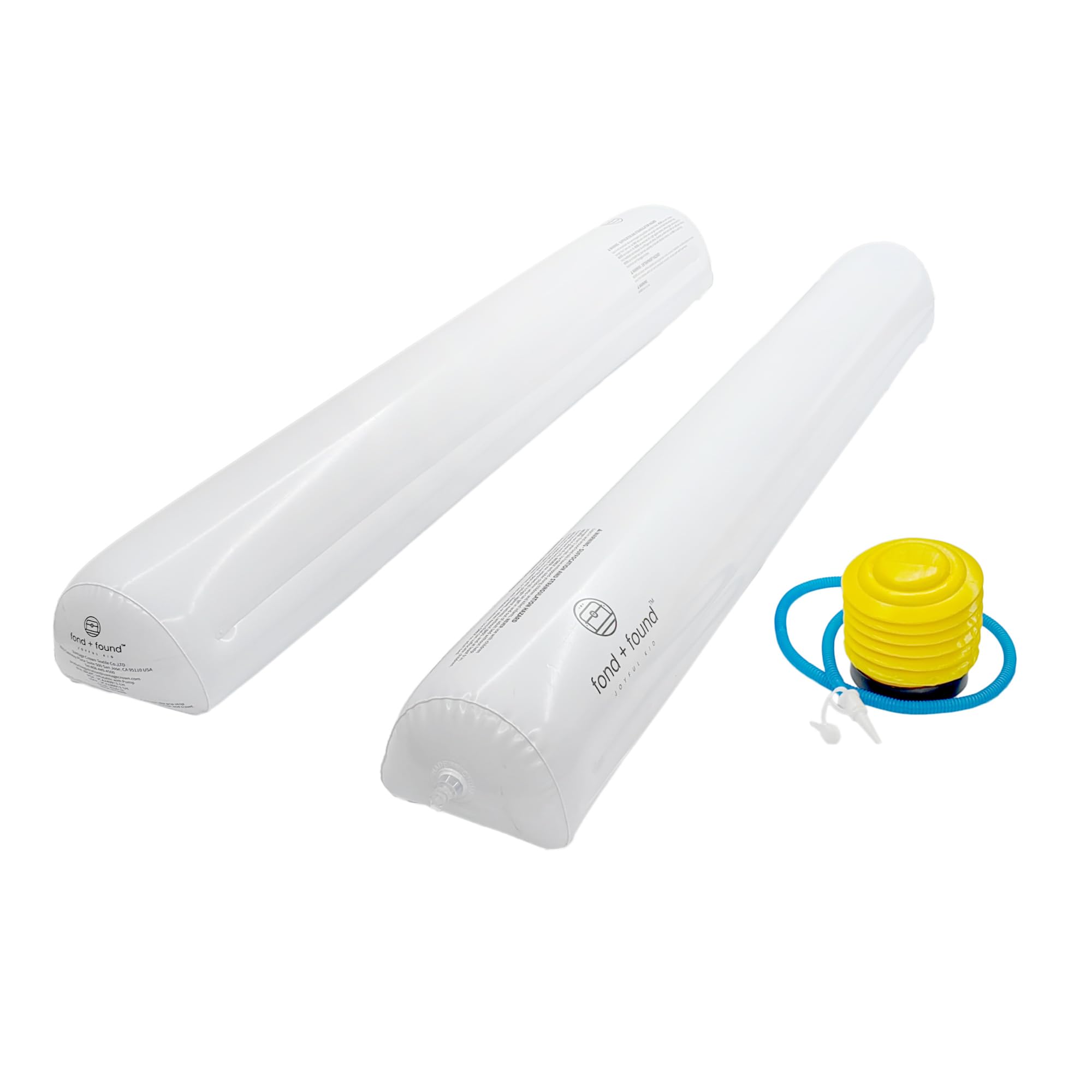 fond + found 2 Pack Kids Toddlers Inflatable Bed Rails, Children Travel Portable Blow Up Bed Rails with Foot Pump, Non-Slip Bed Guard Rails for Twin, Queen, King Size Beds