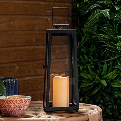Lights4fun, Inc. Large Black Metal Solar Powered LED Fully Weatherproof Outdoor Garden Flameless