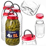 KADAX Tarros de almacenamiento de 5 litros con tapa en juego de 4 tarros de plástico para almacenamiento de alimentos, recipientes de plástico, recipientes de plástico grandes