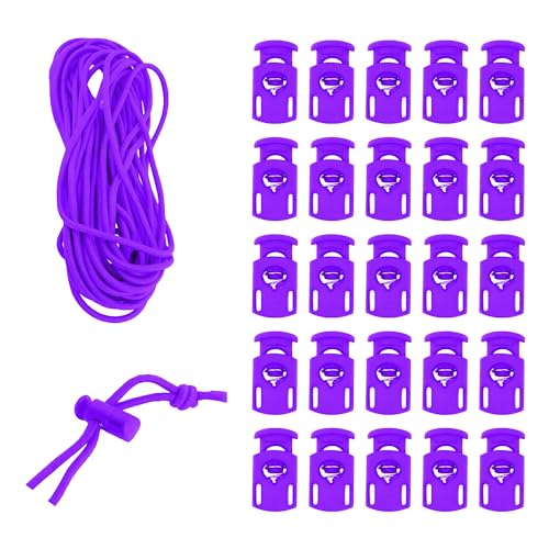 Mandala Crafts Purple Shock Cord & Cord Locks for Elastic Drawstrings