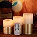 PAINISTIC qinxiang Flameless Candles Flickering LED Candles Set of 3 Ivory Real Wax Gold Trim Battery Operated Candles with 10-Key Remote and Cycling 24 Hours Timer,8541840865