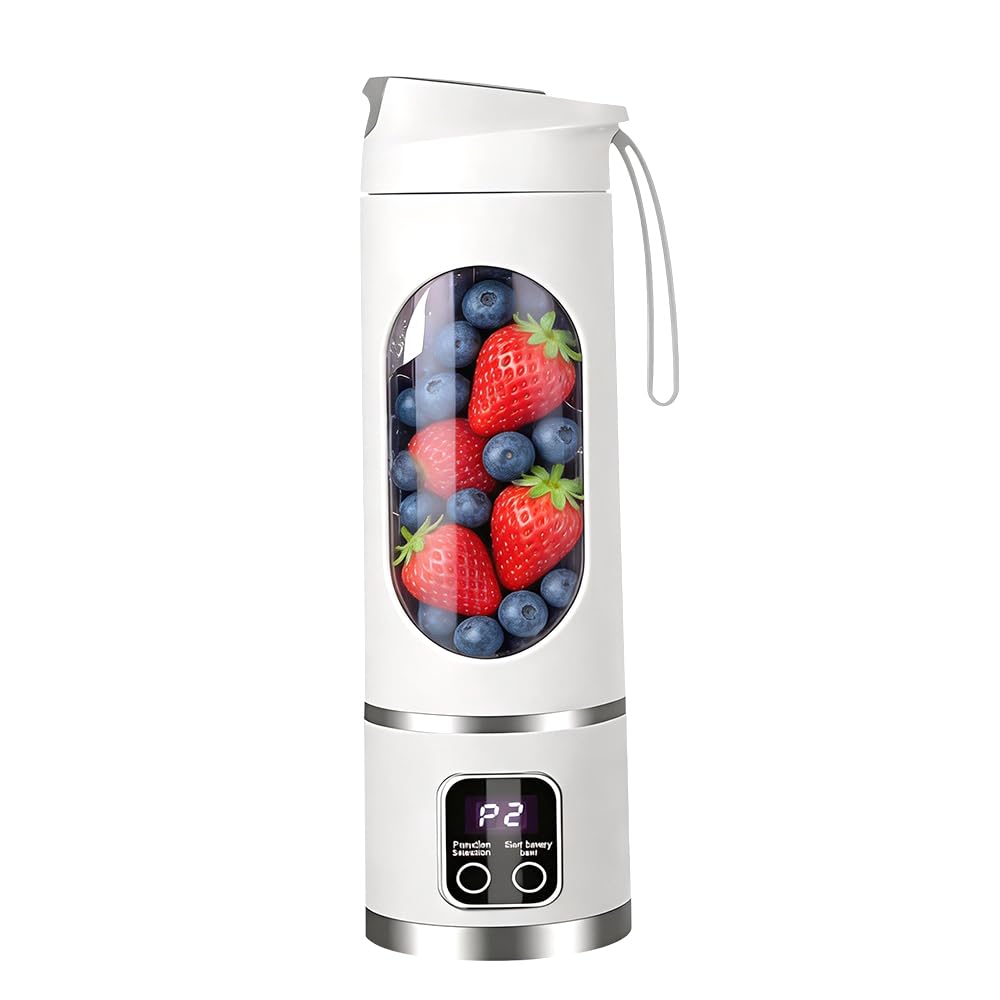 Wxeadu Portable Blender Smoothie Maker, 450ml Mini Blender with 12 Blades, 1500mAh USB Rechargeable Fruit Veggie Juicer, Personal Blender, Portable Smoothie Blender for Fruits Shakes, Travel, Home