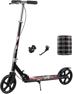MERTNK Kids scooter,Folding Adult Kick Scooter with Big Wheels and Handbrake, Adjustable Height City Push Commuter Scooter, Heavy Duty, Load 330 Lbs (Color : Black)
