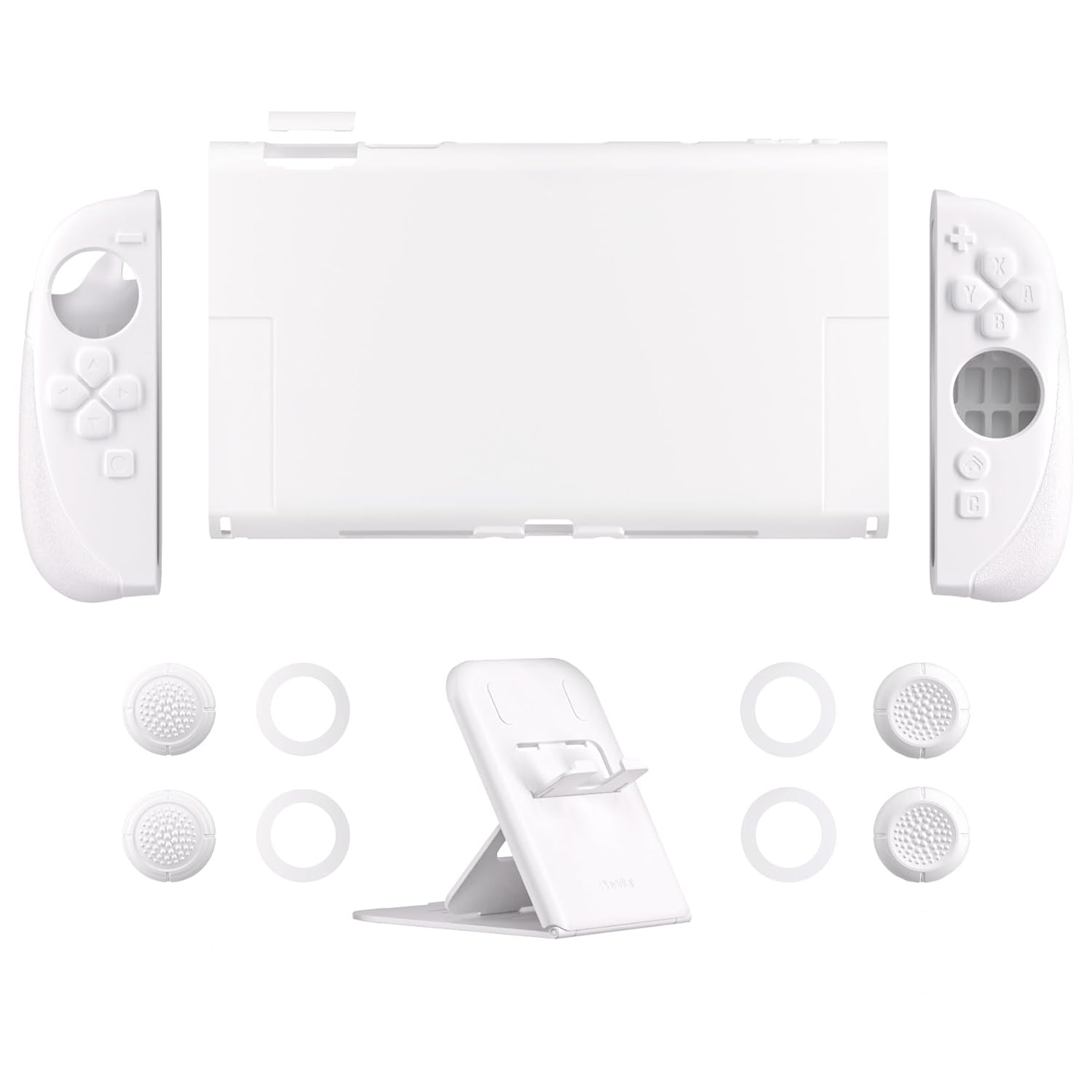 PlayVital Ranger Protective Case for Nintendo Switch 2 with Stand | Ergonomic Anti-Slip Silicone Grips, Dockable Hard Shell, 4 Thumbstick Caps | Quick-Release-Joycon Design Full-Body Cover, White - Image 9