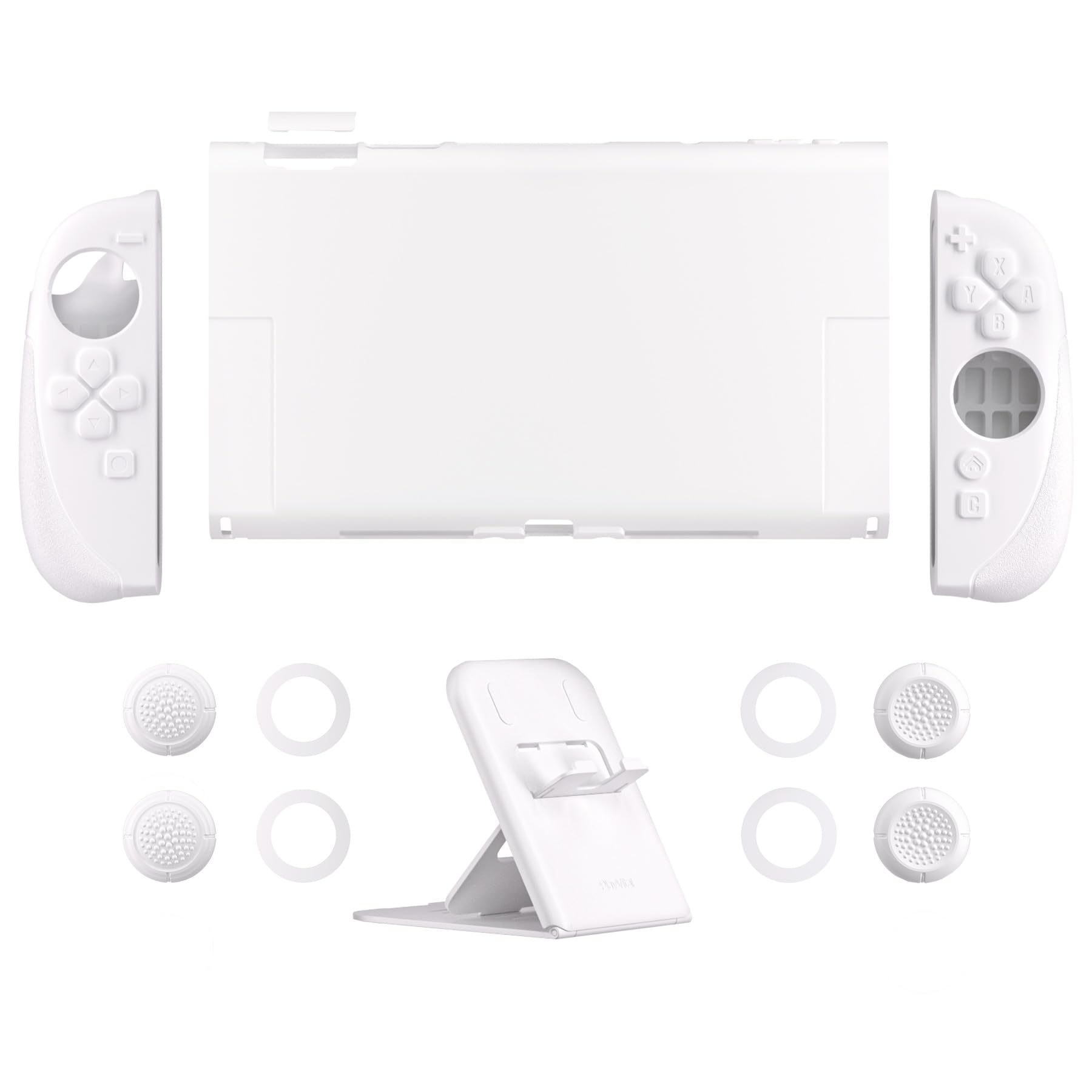 PlayVital Coque pour Nintendo Switch 2 avec Joycon Cover & Capuchon Joysitck & Support pour Switch 2,Housse Étuis Console Rigide Ranger Accessoires Protection-Blanc