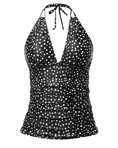 Image of Yonique Women's Halter Tankini Top V Neck Swim Top Tummy Control Bathing Suit