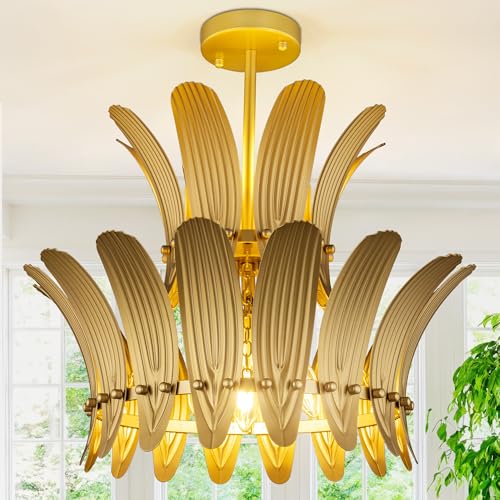 TOCHIC 5-light gold leaf flush mount