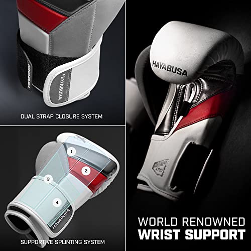 Image of Hayabusa T3 Boxing Gloves - Sparring - White /Red, 16oz | Sparring Gloves, Muay Thai Gloves, Kickboxing Gloves, Heavy Bag Gloves, Boxing Gloves for Men and Women, Boxing Gloves