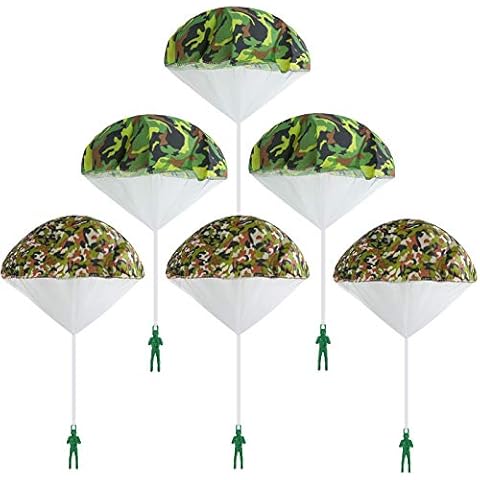 ledorr 6 Pack Camo Parachute Toy, Tangle Free Throwing Toy Parachute, Kids Outdoor Toys, Flying Gifts for 3 4 5 6 7 8 9 10 Year Old Boy Girl Toy Cover