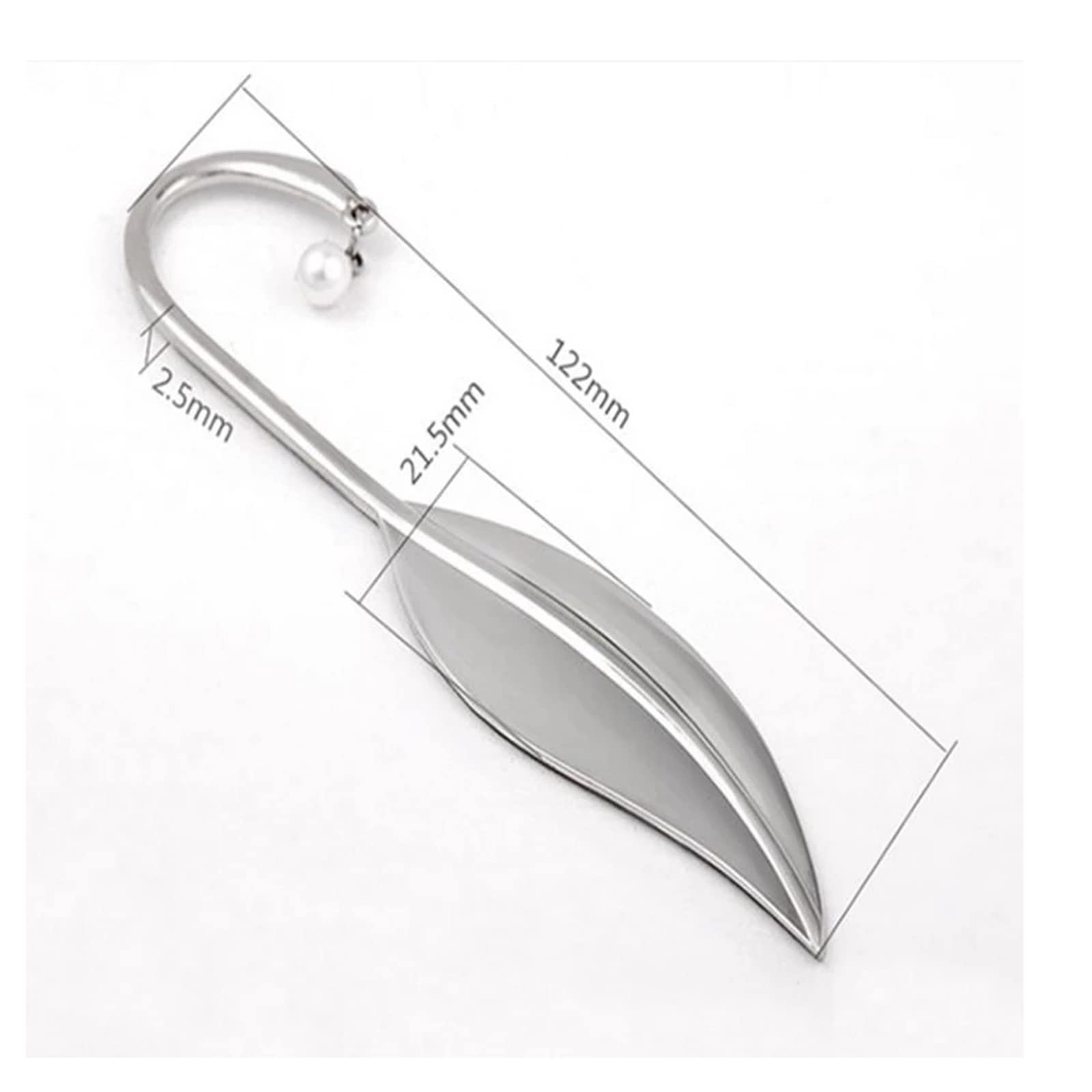 Personalizzazione dei segnalibri, Segnalibro in metallo con piuma e perline bianche argento 122x21,5 mm 6 pezzi